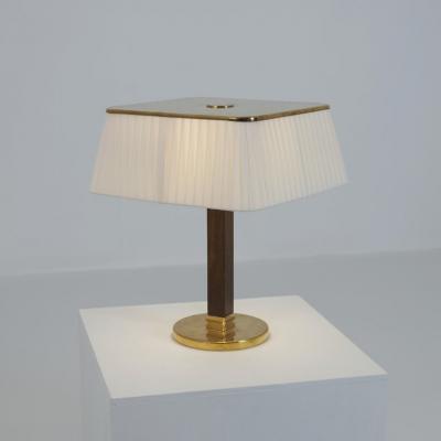 Paavo Tynell Paavo Tynell Perforated Brass Fabric wooden Table Lamp 5066 Taito 1950s