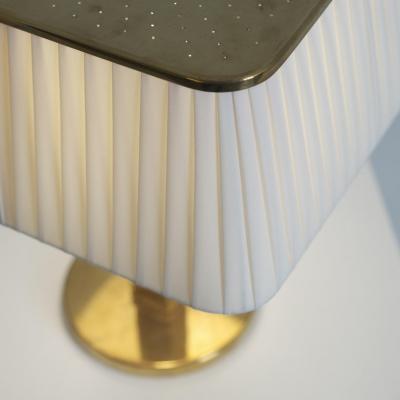 Paavo Tynell Paavo Tynell Perforated Brass Fabric wooden Table Lamp 5066 Taito 1950s