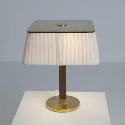 Paavo Tynell Paavo Tynell Perforated Brass Fabric wooden Table Lamp 5066 Taito 1950s