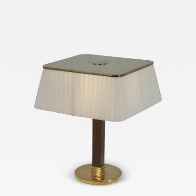 Paavo Tynell Paavo Tynell Perforated Brass Fabric wooden Table Lamp 5066 Taito 1950s