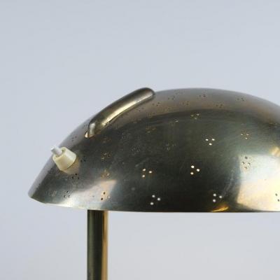 Paavo Tynell Paavo Tynell Perforated Brass Wooden Handle Table Lamp Model 9216 Taito 1950s