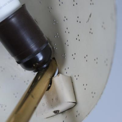 Paavo Tynell Paavo Tynell Perforated Brass Wooden Handle Table Lamp Model 9216 Taito 1950s