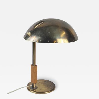 Paavo Tynell Paavo Tynell Perforated Brass Wooden Handle Table Lamp Model 9216 Taito 1950s