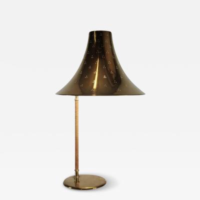 Paavo Tynell Paavo Tynell Perforated Brass and Rattan Table Lamp 9208 Taito 1940s