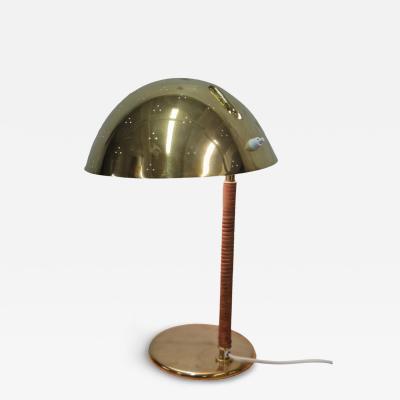 Paavo Tynell Paavo Tynell Perforated Helmet Kyp r Table Lamp Model 9209 Brass Rattan 1950s