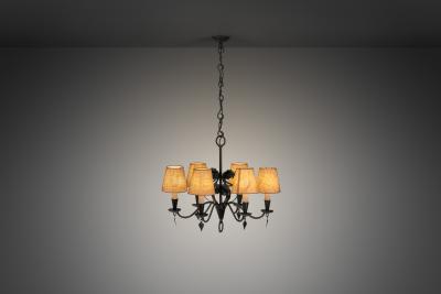 Paavo Tynell Paavo Tynell R4 1704 Wrought Iron Chandelier for Taito Finland 1930s