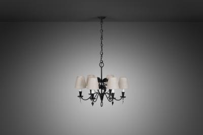 Paavo Tynell Paavo Tynell R4 1704 Wrought Iron Chandelier for Taito Finland 1930s