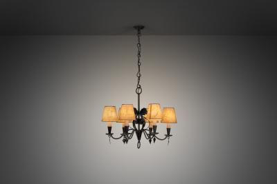 Paavo Tynell Paavo Tynell R4 1704 Wrought Iron Chandelier for Taito Finland 1930s