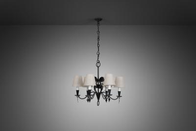 Paavo Tynell Paavo Tynell R4 1704 Wrought Iron Chandelier for Taito Finland 1930s