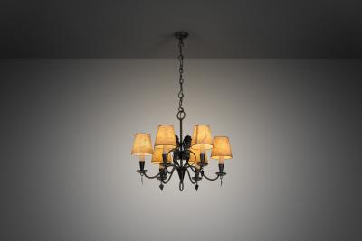 Paavo Tynell Paavo Tynell R4 1704 Wrought Iron Chandelier for Taito Finland 1930s