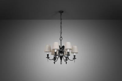 Paavo Tynell Paavo Tynell R4 1704 Wrought Iron Chandelier for Taito Finland 1930s