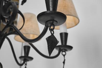 Paavo Tynell Paavo Tynell R4 1704 Wrought Iron Chandelier for Taito Finland 1930s