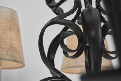Paavo Tynell Paavo Tynell R4 1704 Wrought Iron Chandelier for Taito Finland 1930s
