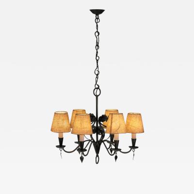 Paavo Tynell Paavo Tynell R4 1704 Wrought Iron Chandelier for Taito Finland 1930s