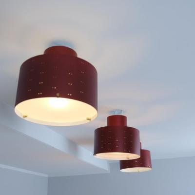 Paavo Tynell Paavo Tynell Round Starry Sky Flush Mount 9069 Burgundy Red Idman 1950s