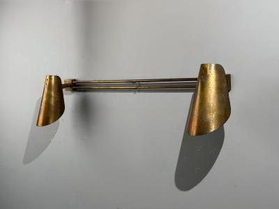 Paavo Tynell Paavo Tynell Style Large Double Wall Sconce Pierced Brass Finland 1950s