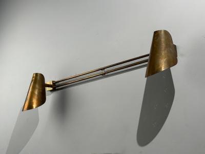 Paavo Tynell Paavo Tynell Style Large Double Wall Sconce Pierced Brass Finland 1950s