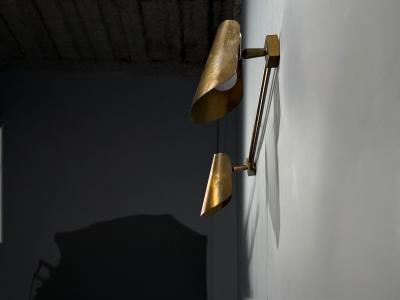 Paavo Tynell Paavo Tynell Style Large Double Wall Sconce Pierced Brass Finland 1950s