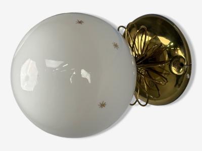 Paavo Tynell Paavo Tynell Style Milk Glass Brass Wall Lights Finland 1970s