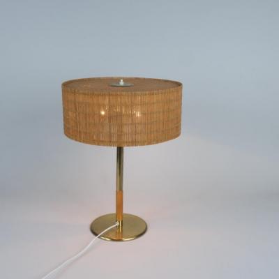 Paavo Tynell Paavo Tynell Table Lamp Model 5068 Brass Wood Rattan Taito 1950s