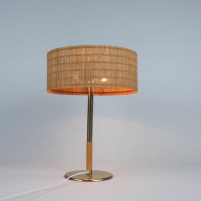 Paavo Tynell Paavo Tynell Table Lamp Model 5068 Brass Wood Rattan Taito 1950s