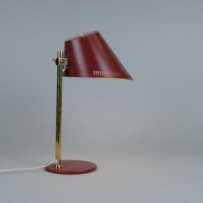 Paavo Tynell Paavo Tynell Table Lamp Model 9227 in Vibrant Red Brass Idman 1950s