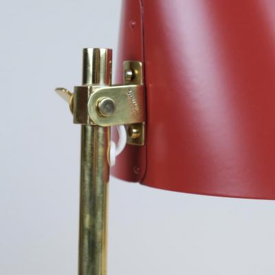 Paavo Tynell Paavo Tynell Table Lamp Model 9227 in Vibrant Red Brass Idman 1950s