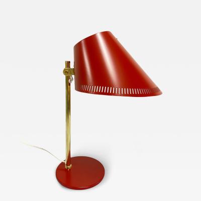 Paavo Tynell Paavo Tynell Table Lamp Model 9227 in Vibrant Red Brass Idman 1950s