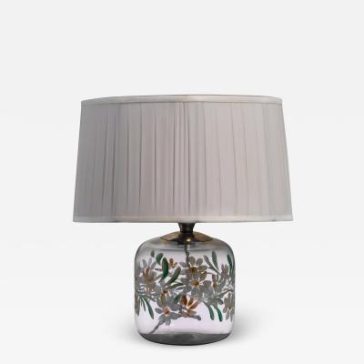 Paavo Tynell Paavo Tynell floral painted glass table lamp for Taito
