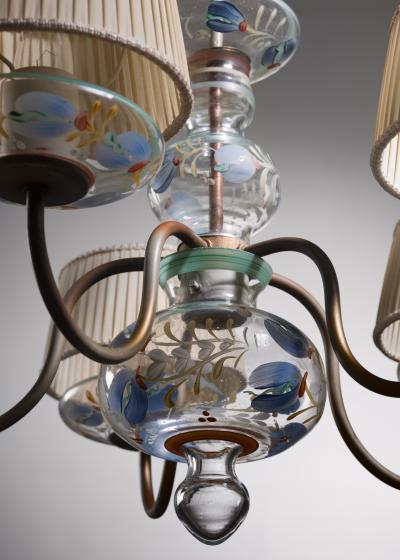 Paavo Tynell Paavo Tynell rare metal and glass war chandelier