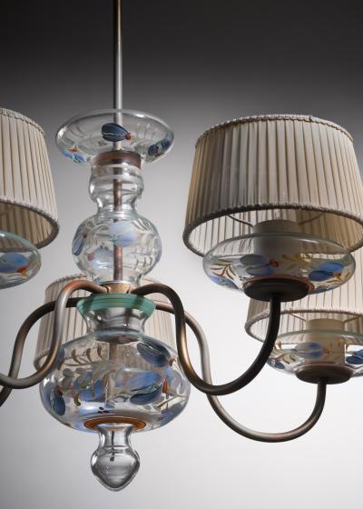 Paavo Tynell Paavo Tynell rare metal and glass war chandelier