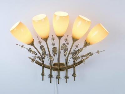 Paavo Tynell Pair of Impressive Large Paavo Tynell Commissioned Wall Lamps Taito c 1950s