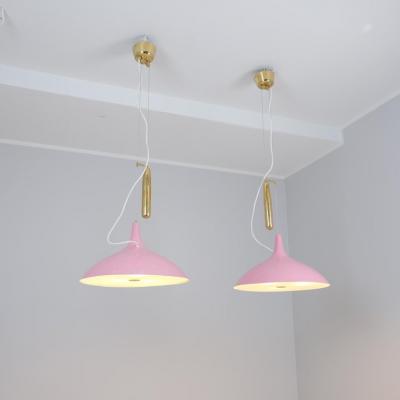 Paavo Tynell Pair of Paavo Tynell Adjustable Ceiling Lamps Model A1965 in Pink Taito 1950s
