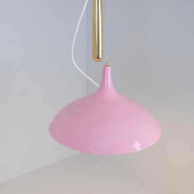 Paavo Tynell Pair of Paavo Tynell Adjustable Ceiling Lamps Model A1965 in Pink Taito 1950s