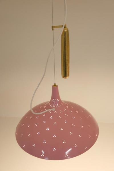 Paavo Tynell Pair of Paavo Tynell Adjustable Ceiling Lamps Model A1965 in Pink Taito 1950s