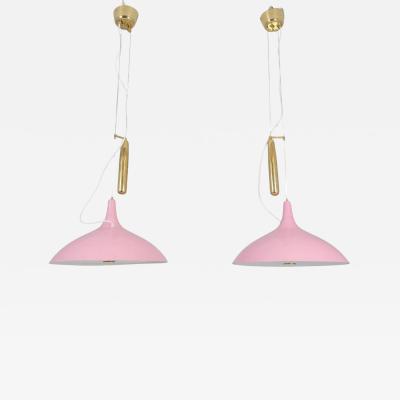 Paavo Tynell Pair of Paavo Tynell Adjustable Ceiling Lamps Model A1965 in Pink Taito 1950s