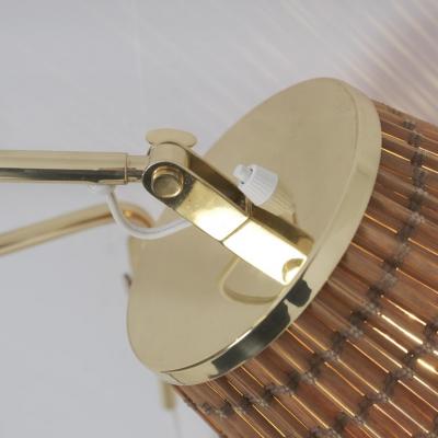 Paavo Tynell Pair of Paavo Tynell Adjustable Rattan Shade Wall Lights Model 9414 Taito 1950s