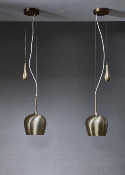 Paavo Tynell Pair of Paavo Tynell Bell Chandeliers with Counterweight