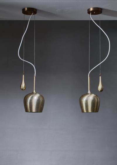 Paavo Tynell Pair of Paavo Tynell Bell Chandeliers with Counterweight