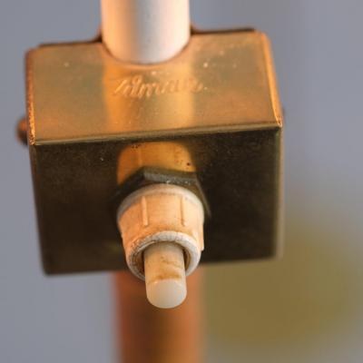 Paavo Tynell Pair of Paavo Tynell Chinese Hat Floor Lamp 9602 Brass Rattan Taito 1950s