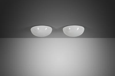 Paavo Tynell Pair of Paavo Tynell Opal Glass Ceiling Lights for Taito Finland 1930s