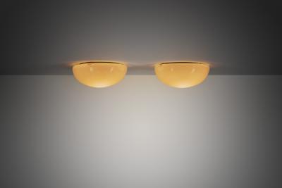 Paavo Tynell Pair of Paavo Tynell Opal Glass Ceiling Lights for Taito Finland 1930s