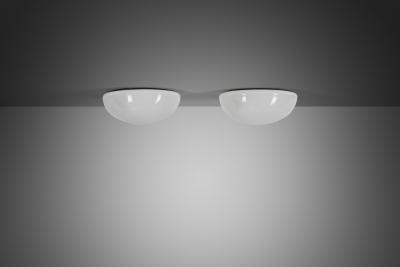 Paavo Tynell Pair of Paavo Tynell Opal Glass Ceiling Lights for Taito Finland 1930s