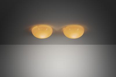 Paavo Tynell Pair of Paavo Tynell Opal Glass Ceiling Lights for Taito Finland 1930s