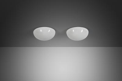 Paavo Tynell Pair of Paavo Tynell Opal Glass Ceiling Lights for Taito Finland 1930s