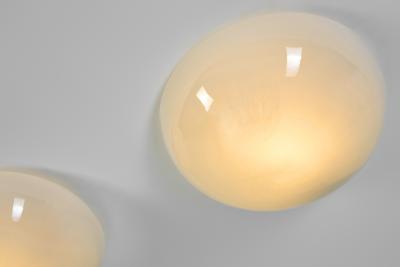 Paavo Tynell Pair of Paavo Tynell Opal Glass Ceiling Lights for Taito Finland 1930s