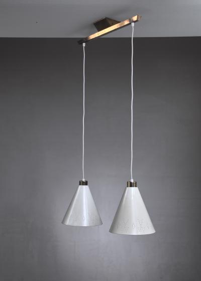 Paavo Tynell Rare Model K2 60 Double Pendant by Paavo Tynell Idman Finland 1950s