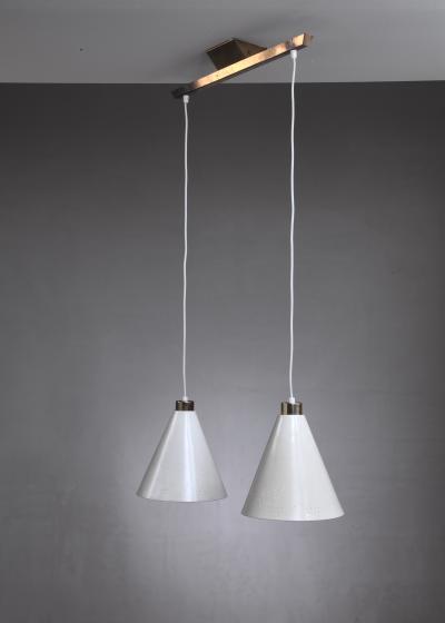 Paavo Tynell Rare Model K2 60 Double Pendant by Paavo Tynell Idman Finland 1950s