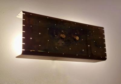 Paavo Tynell Rare Paavo Tynell Wall Lamp Model 10331 Perforated Brass Idman 1950s