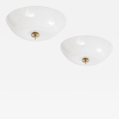 Paavo Tynell Rare Pair of Flush Mount Ceiling Lights Model 2098 by Paavo Tynell